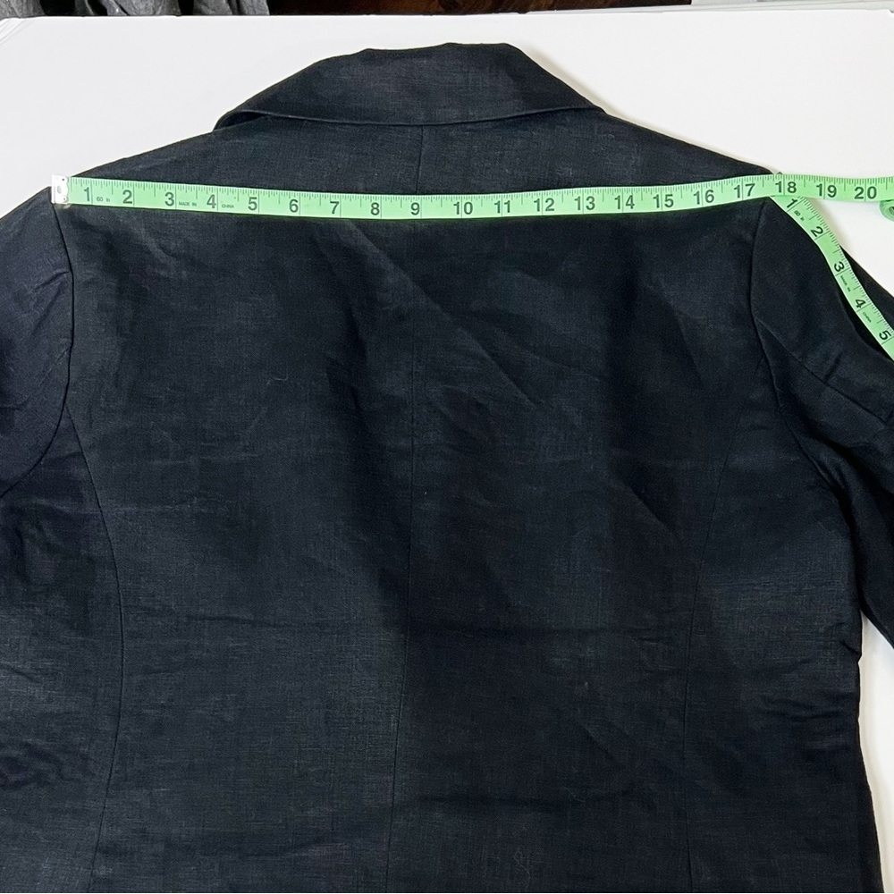 Vintage Neiman Marcus Linen Jacket Black White Notched Lapel Size Large - Picture 7 of 9